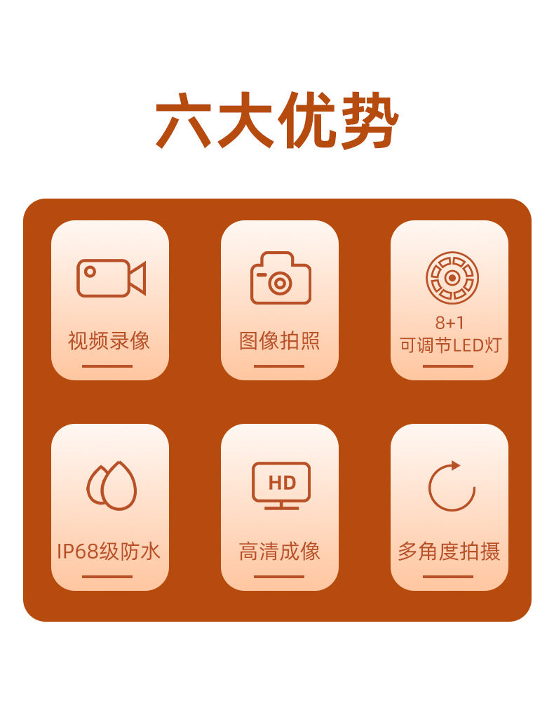 双镜头苹果安卓Type-C三合一高清内窥镜管道防水200万工业内窥镜